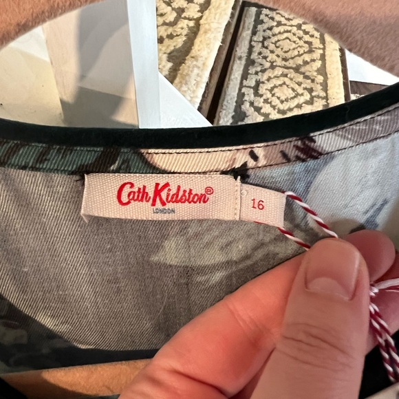 NWT Cath Kidston Devonshire Rose Velvet Collar Detail Dress UK sz 16 - Picture 2 of 5